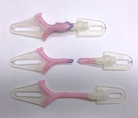 3D-printed models showing virtual surgical planning for a slide tracheoplasty procedure. Courtesy Kaalan Johnson, M.D., Seattle Children's Hospital. (Photo: Business Wire)