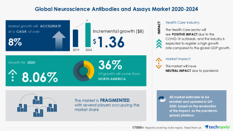 Technavio has announced its latest market research report titled Global Neuroscience Antibodies and Assays Market 2020-2024 (Graphic: Business Wire).