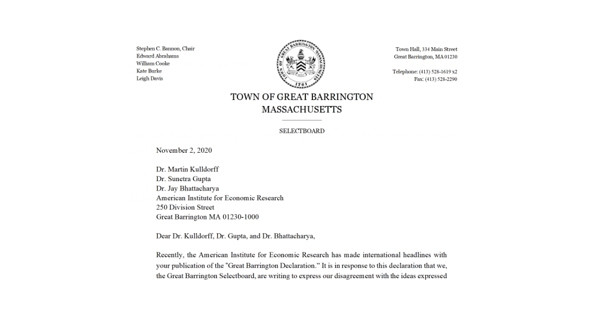 Herd Immunity 'Declaration' and Use of Town Name Draw Official ...