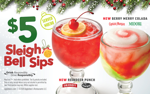 Applebee's introduces two new signature Mucho cocktails, the $5 Sleigh Bell Sips! (Photo: Business Wire)