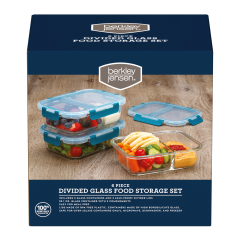 BJ's members can store and savor Thanksgiving leftovers with easy solutions, such as the Berkley Jensen 6-Pc. Divided Glass Food Storage Set. (Photo: Business Wire)