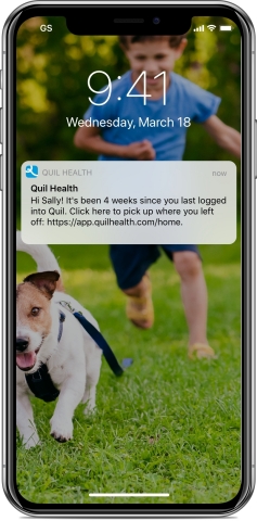 Sample Quil Engage notification. Photo courtesy AmeriHealth Caritas and Quil.