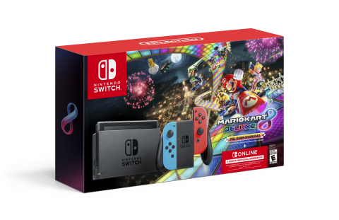 On Black Friday, Nintendo is bundling a Nintendo Switch system with a download code for the digital version of the Mario Kart 8 Deluxe game along with a three-month individual membership to Nintendo Switch Online – the service that lets friends and families play compatible games together online – all in one package. (Photo: Business Wire)