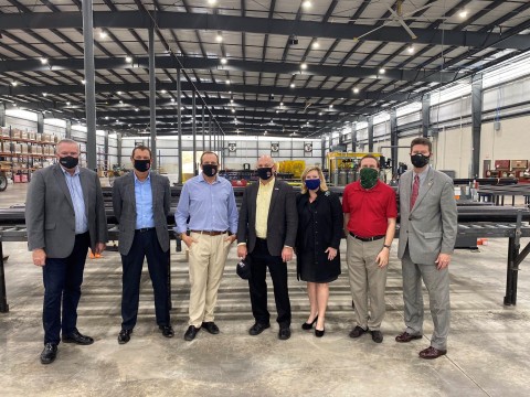 original Present at the PPF Ribbon Cutting Ceremony were: (from l.-r.) James Golinveaux, President and CEO, Viking Group; Rob Vincent, COO, National Fire Protection, Shambaugh; Griff Daughtridge President Nucor Sheet & Tubular; Shane Ray President National Fire Protection Association; Twinkle Andress Cavanaugh, President, Alabama Public Service Commission; Jeremy Cooper Sales Manager Nucor Tubular; John Merrill, Alabama Secretary of State (Photo: Business Wire)