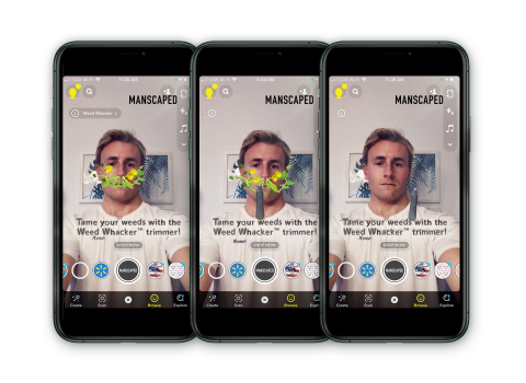 The next must-try Snapchat lens is here, allowing users to experience The Weed Whacker nose and ear hair trimmer firsthand! (Photo: Business Wire)