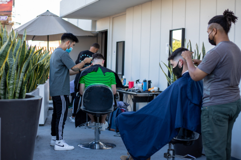 Andaz West Hollywood teamed up with hair experts, Barcode Barbershop, on the hotel's rooftop overlooking the Sunset Strip (Photo: Business Wire)