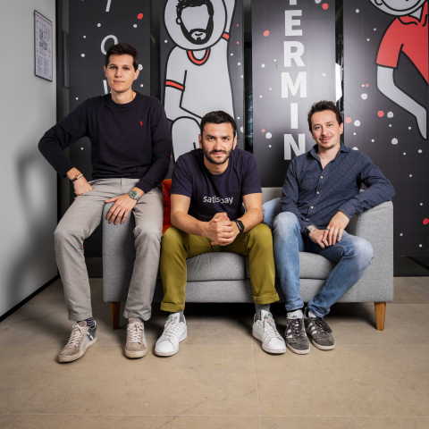 De drie medeoprichters van Satispay: Dario Brignone (IT and Organisation), Alberto Dalmasso (CEO), Samuele Pinta (COO) (Photo: Business Wire)