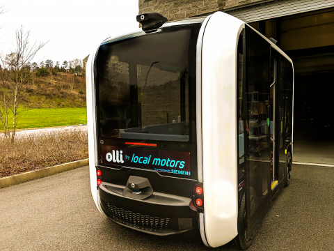 Velodyne Lidar, Inc. announced a multi-year sales agreement with Local Motors. Local Motors uses Velodyne’s lidar sensors to enable safe, reliable operation of Olli, the company’s 3D-printed, electric, self-driving shuttle. (Photo: Local Motors)
