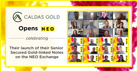 Caldas Gold Corp, une société canadienne d'exploitation aurifère, participe à un marché numérique ouvert pour célébrer le lancement de ses billets de premier rang garantis liés à l'or (les « Billets ») sur la NEO Bourse. Les Billets sont désormais négociables sous le symbole NEO:CGC.NT.U. (Photo : Business Wire)