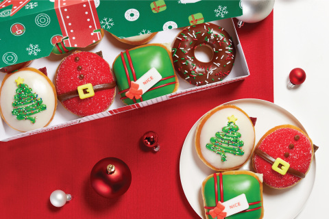 ‘Nicest Holiday Collection’ includes new festive doughnuts beginning Nov. 27; parcel delivery drivers to receive free Original Glazed® dozens Nov. 30 (Photo: Business Wire)