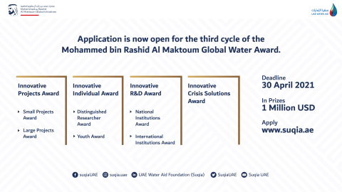 thumbnail Suqia UAE opens registration for 3rd cycle of the Mohammed bin Rashid Al Maktoum Global Water Award and adds a new category (Photo: AETOSWire)