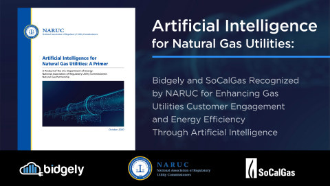 NARUC has distinguished Bidgely as an exemplary leader in AI solutions for gas utilities in its latest primer, Artificial Intelligence for Natural Gas Utilities, and cites a Bidgely and Southern California Gas program with over 286,000 therms savings in under four months. (Graphic: Business Wire)