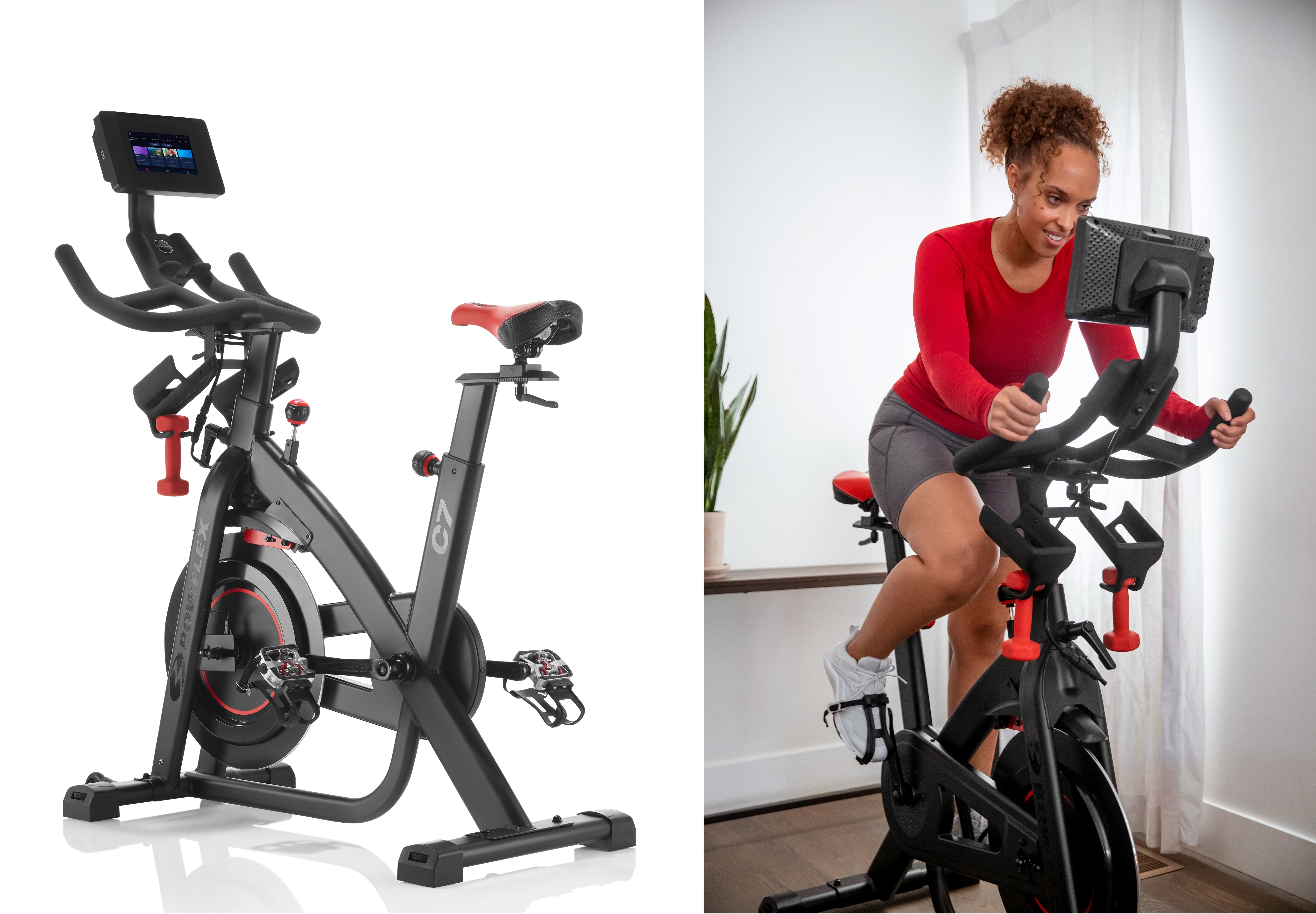 peloton indoor exercise bike with hd touch screen