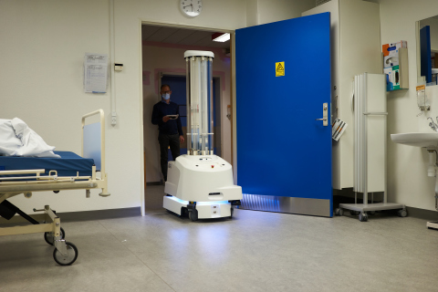 Founded originally in 2014 to solve the problem of hospital-acquired infections (HAI), UVD Robots’ mobile, fully autonomous robot has played an important role in the fight against COVID-19. (Photo: Business Wire)