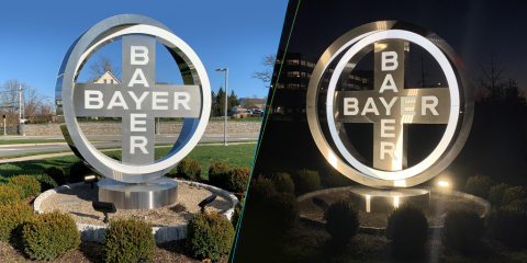 original In conjunction with a $25,000 Bayer Fund grant to the Township of Hanover Fire District No. 3, Bayer dedicated its new sign in front of its Whippany, NJ headquarters to employees working through the COVID-19 pandemic crisis. (Photo: Business Wire)