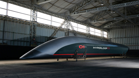 thumbnail World's First Hyperloop Passenger Capsule, at HyperloopTT's Test Center in Toulouse, France (Photo: Business Wire)