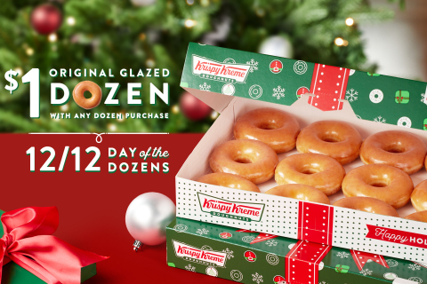 Holiday season made twice as nice with $1 Original Glazed® dozen with purchase of any dozen at regular price on 12/12 (Photo: Business Wire)