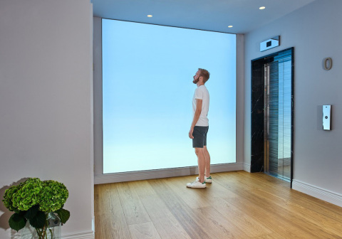 Looking into the horizon. Light Cognitive light wall at the spa of Hotel St George Helsinki. Photo by: Light Cognitive. (Photo: Business Wire)