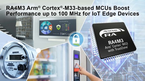 RA4M3 Arm Cortex-M33-based MCUs boost performance up to 100 MHz for IoT edge devices (Graphic: Business Wire)