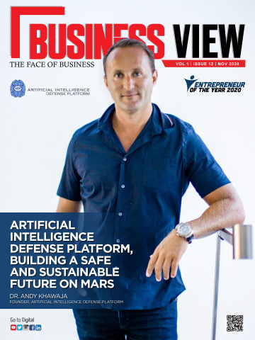 Dr. Andy Khawaja on the cover of Business View magazine for his achievements in AI Technology. (Photo: Business Wire)