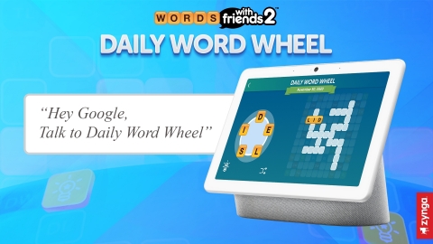 Zynga Announces Daily Word Wheel, a New Voice-Based Puzzle Game Based on Words With Friends, Exclusively for Google Nest Devices (Graphic: Business Wire)