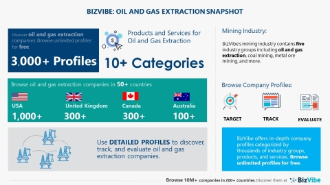 Snapshot of BizVibe's oil and gas extraction category (Graphic: Business Wire)