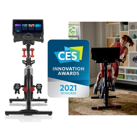 The Bowflex® VeloCore™ cycling bike was awarded the CES 2021 Innovation Award for redefining indoor cycling with an innovative and proprietary design that features leaning and stationary modes. (Photo: Business Wire)