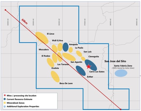 Figure 2 – Mineral Discoveries within the Los Gatos District (District Boundary Outlined in Blue) (Graphic: Business Wire)