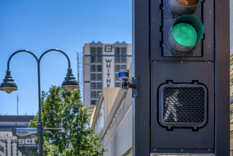 Smart city solutions can use Velodyne's lidar sensors to measure and monitor conditions in areas such as vehicle traffic, pedestrian safety, parking space management, speed measurement, V2X communications, queue and asset management, security and more. (Photo: Velodyne Lidar, Inc.)