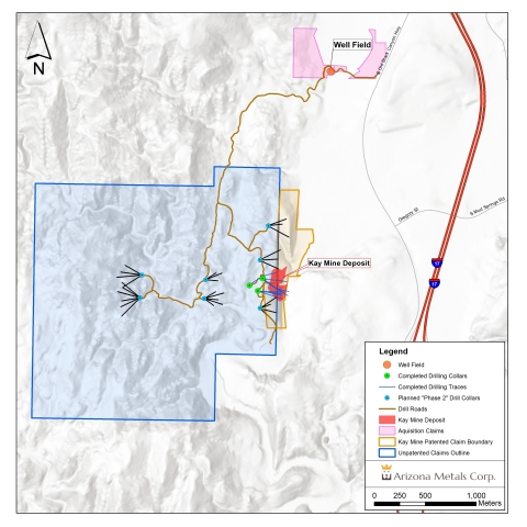 Figure 1. Kay Mine claims showing Phase 2 drill pads, with acquisition Property to the northeast (Graphic: Business Wire)