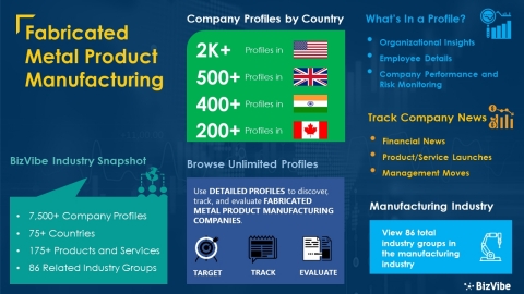 original Snapshot of BizVibe's fabricated metal product manufacturing industry group and product categories. (Graphic: Business Wire)