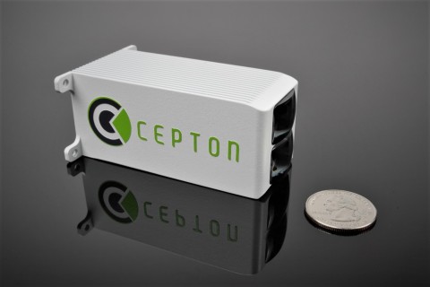 thumbnail With a lidar target size of 3.5 cm (W) x 3.5 cm (H) x 7.5 cm (D), and weighing less than 350 g, the Nova is extremely compact and easily embeddable for automotive applications. © 2021 Cepton Technologies.