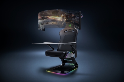 Project Brooklyn by Razer is a concept for what a gaming chair looks like, complete with collapsible curved OLED display, HyperSense haptics, Razer Chroma RGB and Modular, 4D armrests. (Photo: Business Wire)