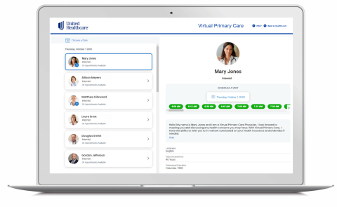 The new UnitedHealthcare Virtual Primary Care service enables eligible members in employer-sponsored plans to visit virtually with health care providers for various types of care, including wellness, routine and chronic condition management. Source: UnitedHealthcare
