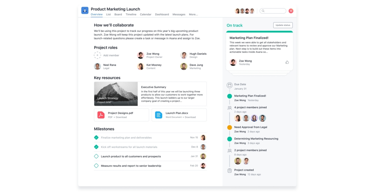 Asana Project Overview Ui Context for Clarity: Get Distributed Teams on the Same Page With Asana ...