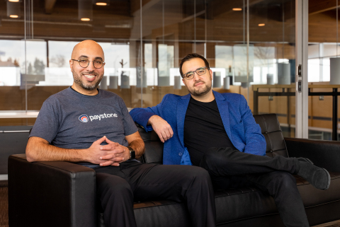 Paystone Co-Founders CEO Tarique Al-Ansari (left) and CFO Abdullah Saab (right) at Paystone HQ1 (Photo: Business Wire)
