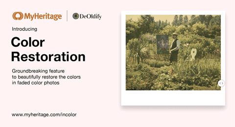 MyHeritage lance la fonctionnalité de restauration des couleurs pour donner une nouvelle vie aux photos aux couleurs fanées (Photo: Business Wire)