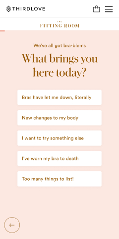 ThirdLove’s new interactive online fit quiz called, “The Fitting Room” helps customers find the best fit of curated bra and underwear options.