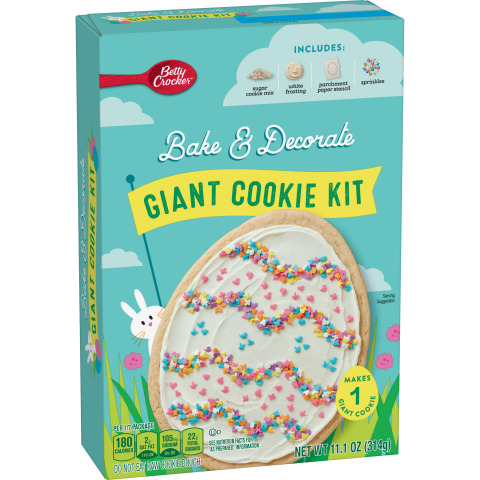Giant Cookie Kit: One cookie is rarely enough for the whole family, but Betty Crocker found a way with its Giant Cookie Kit. The seasonal kit includes sugar cookie mix, vanilla frosting, chicks, ducks and bunny shaped spring sprinkles, and even parchment paper with a giant egg drawing to help bakers of all ages get the perfect egg shape. SRP $4.98. (Photo: Business Wire)