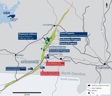 Piedmont Lithium Project Located within the TSB (Photo: Business Wire)