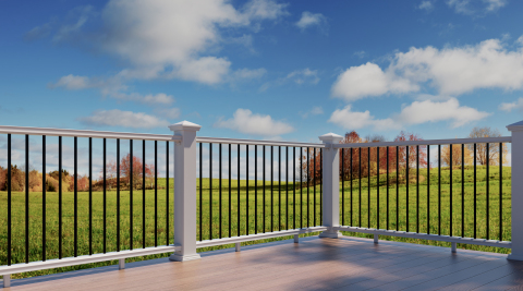 original Brio Rhythm railing is now available with round aluminum balusters, offering another way to customize an outdoor living space. (Photo: Business Wire)