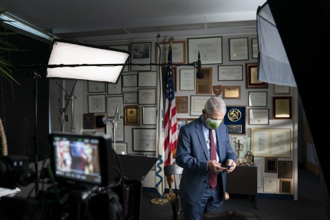 Dr. Anthony Fauci during an interview at the NIH in Bethesda, MD. (National Geographic/Visko Hatfield)