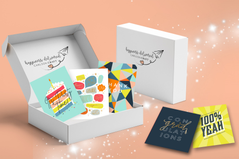 A new subscription box service for greeting cards, called #HappinessDelivered by Carlson Craft, makes it easy to buy boutique-quality cards from home. (Photo: Business Wire)