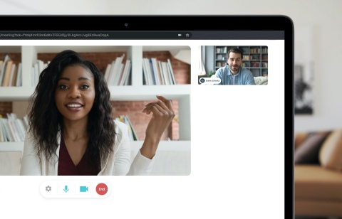 Olivia's video enhancements can launch real-time video interviews on any device. Hiring teams don't need to manually send video links, Olivia automatically includes video links when she schedules and sends the calendar invite. (Photo: Business Wire)