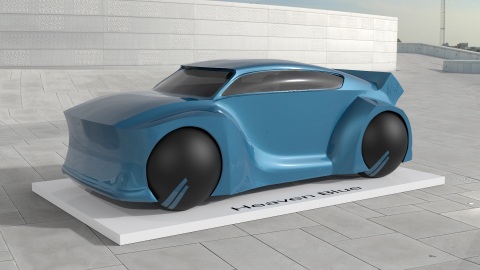 PPG's proprietary "speed shape" is designed to depict the interaction of color, geometry and light to create authentic renderings of a vehicle’s surfaces, including its wheels and interior components. (Photo: Business Wire)