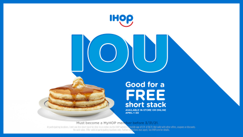 IHOP cancels annual National Pancake Day and issues guests an "IOU" (Graphic: Business Wire)