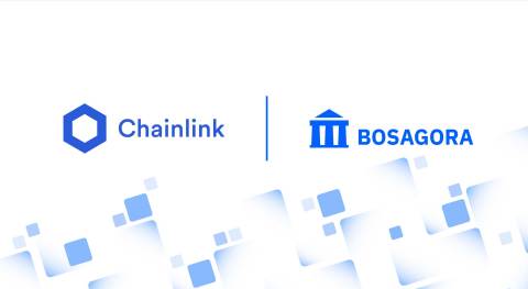 BOSAGORA integrates with Chainlink, a decentralized Oracle network. With the integration, BOSAGORA now can on-chainize real economy businesses in financial and educational fields by inputting and outputting verified data between on- and off-chains, using a decentralized Oracle network. (Graphic: Business Wire)