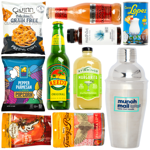 Munch Mail’s themed boxes are filled with a variety of hand-selected, gourmet treats guaranteed to please even the most discerning taste buds. (Pictured: “It’s 5 O’Clock Somewhere” Munch Mail Box) (Photo: Business Wire)