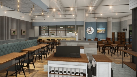 original First Watch’s newest location in the Shops of Oak Brook Place, shown here in rendering, will welcome guests with a large, open indoor seating area, a patio, and a sunroom. The restaurant’s distinctive, modern design and friendly, engaging staff make it the perfect location for patrons to meet friends or family for a one-of-a-kind breakfast, brunch, or lunch experience. To learn more, please visit FirstWatch.com. (Photo: Business Wire)