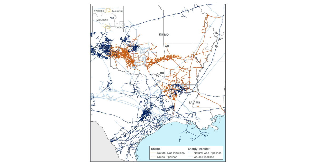 Moda Midstream Map Energy Transfer to Acquire Enable Midstream in $7 Billion All-Equity ...